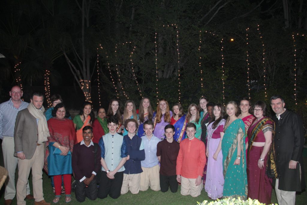 The entire team from Methody, accompanied by Dr Kiran, at HE Feilim McLaughlin’s residence