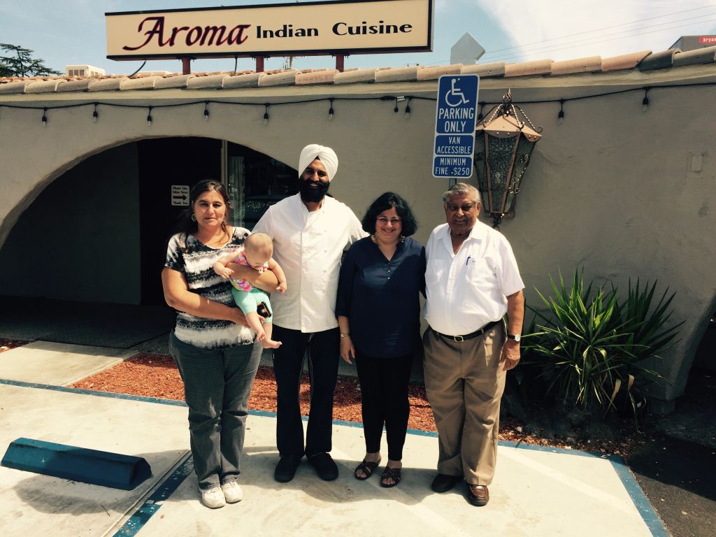 Dr Kiran with Rita, Harjeet and Kailash at Harjeet’s Aroma Indian Cuisine