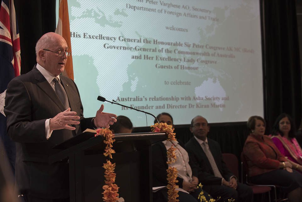 HE General The Hon Sir Peter Cosgrove, Governor General of Australia AK MC addressing the gathering