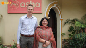 Deputy Head of Belgium Embassy, Mr. Stijn Mols and his wife Ms Evy Renap visit Asha