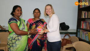 Jennifer Graham with Mahila Mandal members
