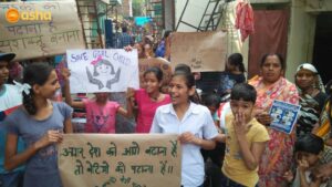 Asha's Dr Ambedkar Basti slum children rallying across the slum