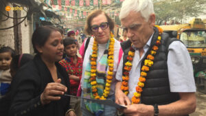 Gilah & Jack while checking the Immunisation Card