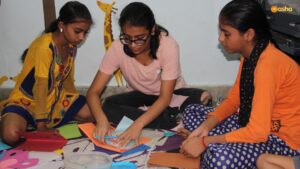 Avantika with the Asha children