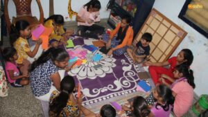 Avantika conducting an activity on craft