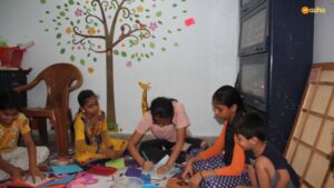 Avantika conducting an activity on painting