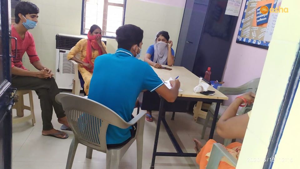 Asha COVID-19 Emergency Response: Asha students prepare to take their online exams at Asha centres