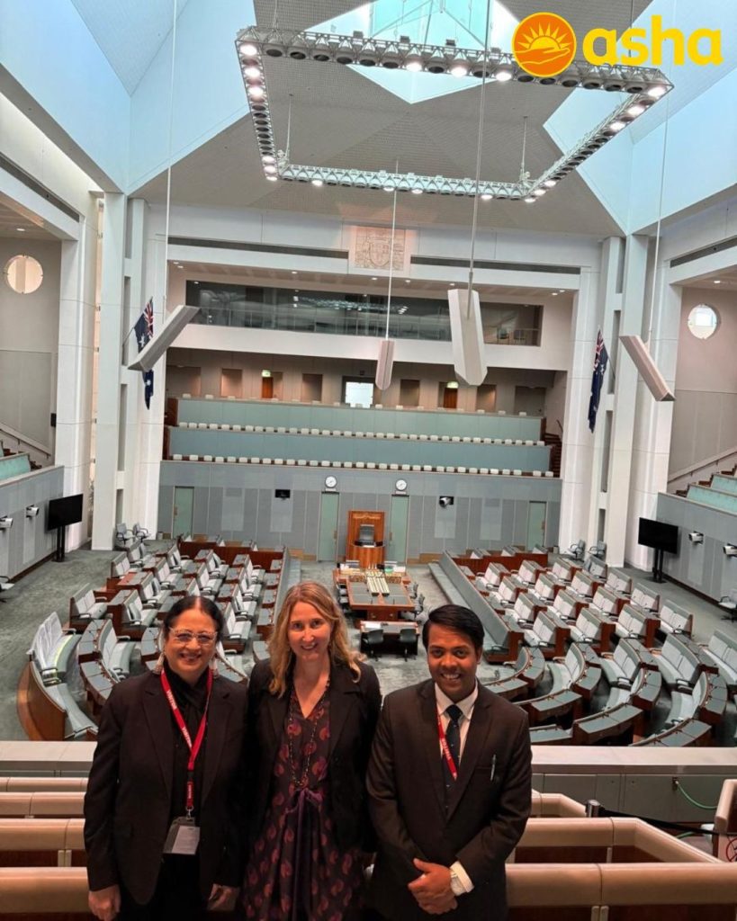 Dr Kiran, Liz and Tushar at the Parliament house in Canberra